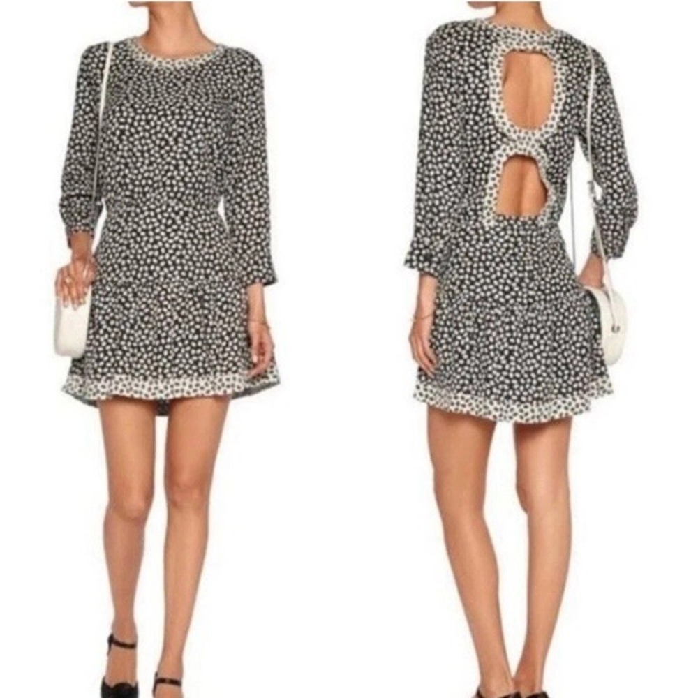 Current Elliott Tennant Dress Womens 1 (S/M) Cotton Coffee‎ Bean Print Open Back